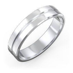 Men's Beveled Edge Wedding Band with V Groove- 5mm Width