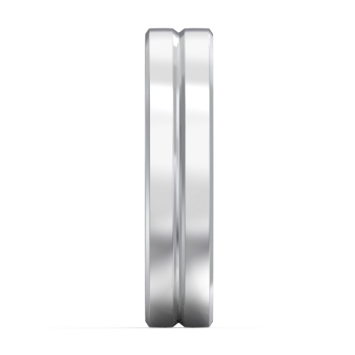 Men's Beveled Edge Wedding Band with V Groove- 5mm Width – Sterling Silver