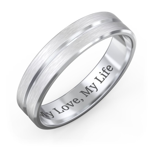 Men's Beveled Edge Wedding Band with V Groove- 5mm Width