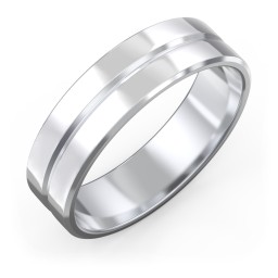Men's Beveled Edge Wedding Band with V Groove- 6mm Width