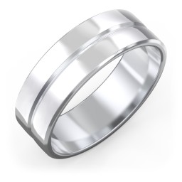 Men's Beveled Edge Wedding Band with V Groove- 7mm Width