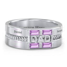 Men’s “Dad” Ring with Baguette Cut Gemstones