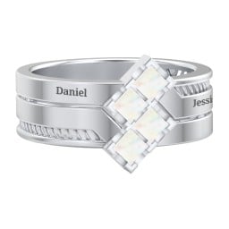 Men’s Family Ring with Princess Cut Stones