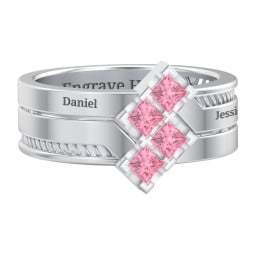 Men’s Family Ring with Princess Cut Stones