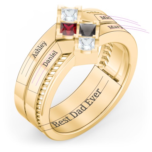 Men’s Family Ring with Princess Cut Stones