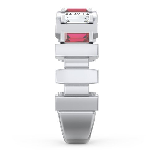 Men's 6-Stone Vertical Baguette Ring – Sterling Silver with Cubic Zirconia and Garnet