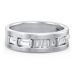 Men’s “Dad” Family Ring with Baguette Birthstones