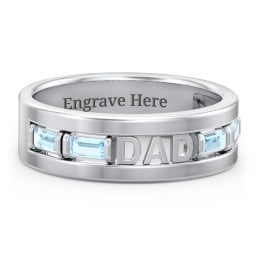 Men’s “Dad” Family Ring with Baguette Birthstones