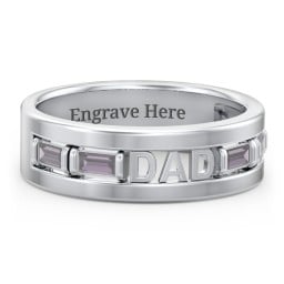 Men’s “Dad” Family Ring with Baguette Birthstones