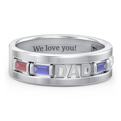 Men’s “Dad” Family Ring with Baguette Birthstones