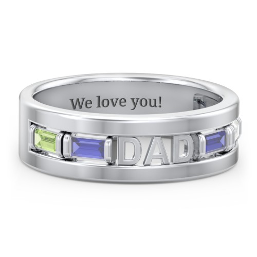 Men’s “Dad” Family Ring with Baguette Birthstones