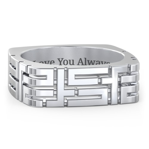 Men’s Square Geometric Ring – Sterling Silver