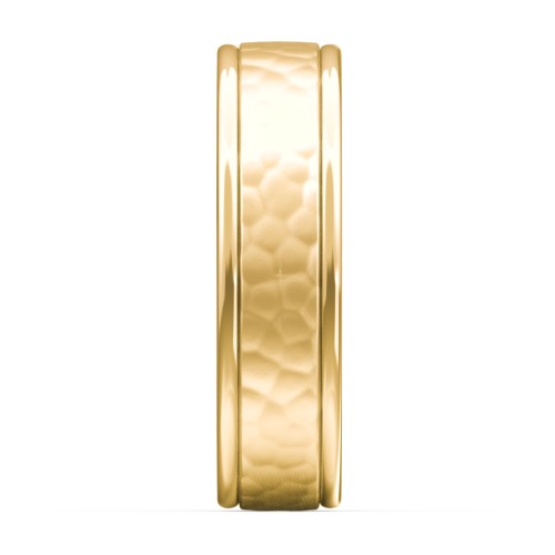 Men's Round Edge Wedding Band with Hammer Texture - 6mm