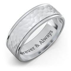 Men's Round Edge Wedding Band with Hammer Texture - 7mm