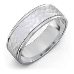Men's Round Edge Wedding Band with Hammer Texture - 7mm