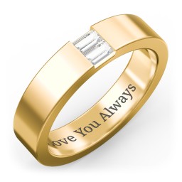 Men’s Baguette Gemstone Wedding Band in 10K Solid Yellow Gold