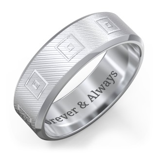 Men’s Double Square Textured Wedding Band