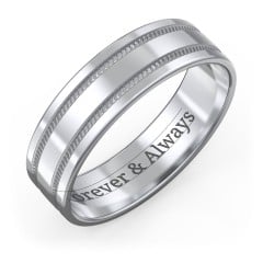 Men’s Wedding Band with Grooved Rope Texture