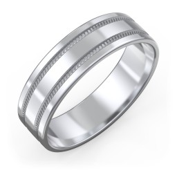 Men’s Wedding Band with Grooved Rope Texture