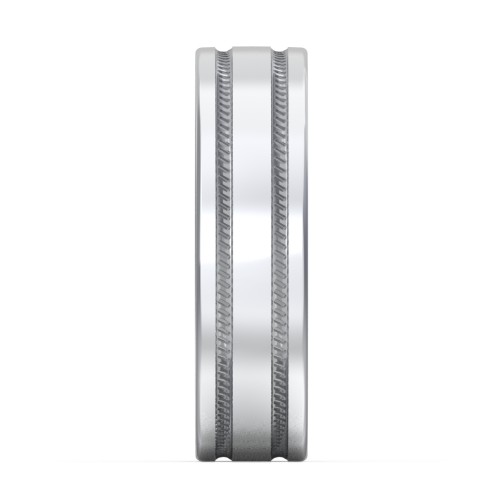 Men’s Wedding Band with Grooved Rope Texture – Sterling Silver