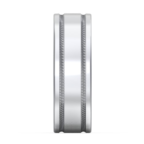 Men’s Wedding Band with Grooved Rope Texture – Sterling Silver