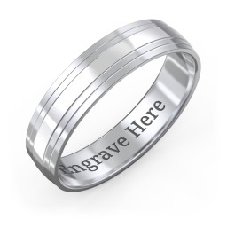 Men’s Wedding Band with Double Step Edge