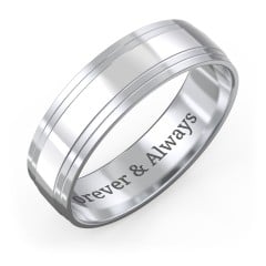 Men’s Wedding Band with Double Step Edge
