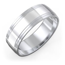 Men’s Wedding Band with Double Step Edge