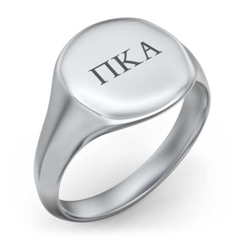 Men’s Round Signet Fraternity Ring – Sterling Silver