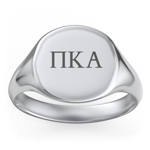 Men’s Round Signet Fraternity Ring – Sterling Silver