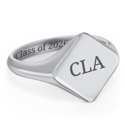 Men’s Diamond Shaped Signet Ring in 925 Sterling Silver