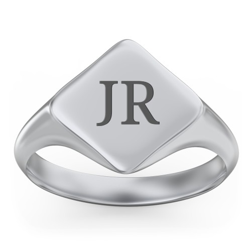 Men’s Diamond Shaped Signet Ring – Sterling Silver