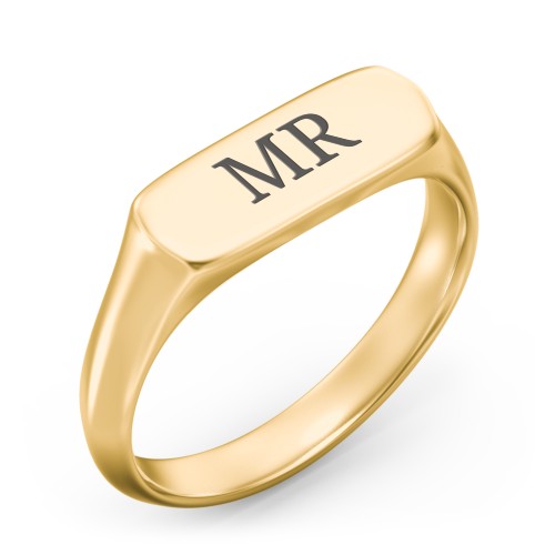 Men’s Bar Signet Ring – 10K Yellow Gold