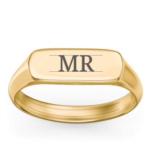 Men’s Bar Signet Ring – 10K Yellow Gold