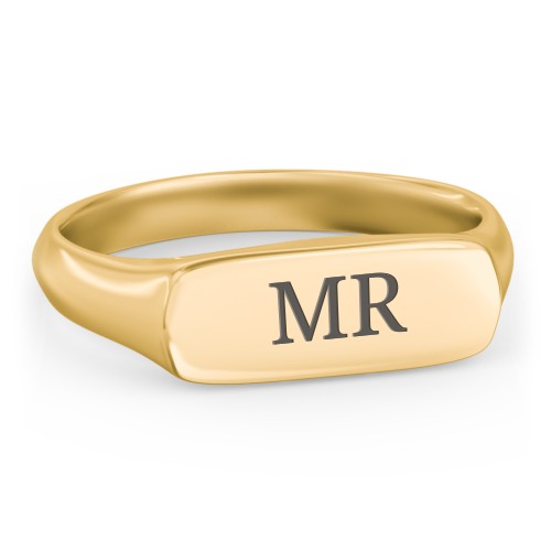 Men’s Bar Signet Ring – 10K Yellow Gold