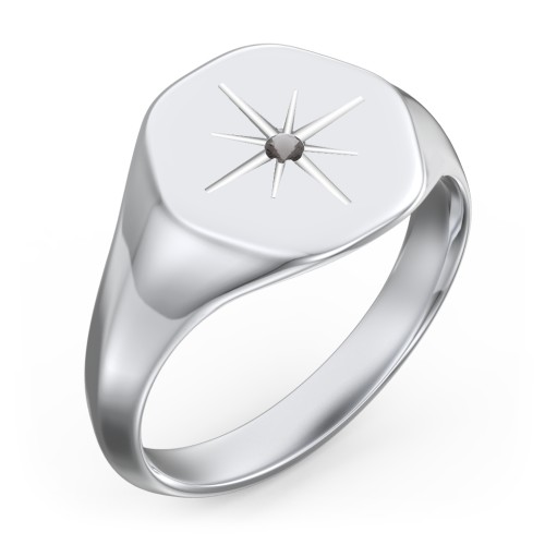 Men’s Star Set Hexagon Signet Ring