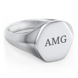 Men’s Hexagon Signet Ring in 925 Sterling Silver