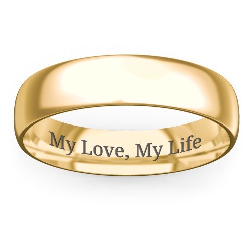 Men's Half Round Comfort Fit Wedding Band - 5mm Width – 14K Yellow Gold
