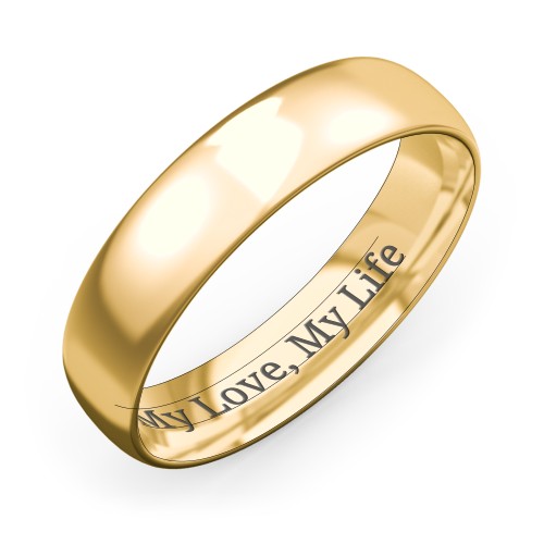 Men's Half Round Comfort Fit Wedding Band - 5mm Width – 14K Yellow Gold
