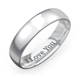 Men's Half Round Comfort Fit Wedding Band - 5mm Width in 925 Sterling Silver