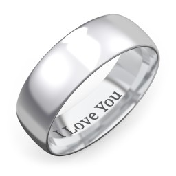 Men's Half Round Comfort Fit Wedding Band - 7mm Width in 925 Sterling Silver