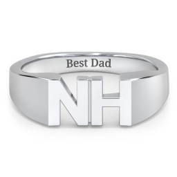 Men's Double Initial Signet Ring in 925 Sterling Silver