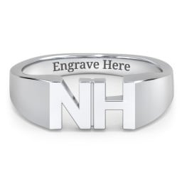 Men's Double Initial Signet Ring