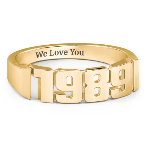 Men's Personalized Year Ring – 18K Gold Plated Silver