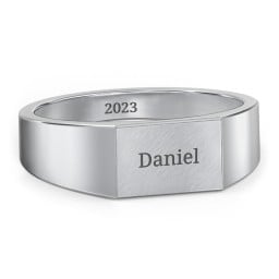 Men’s Engravable Brushed Top Signet Ring