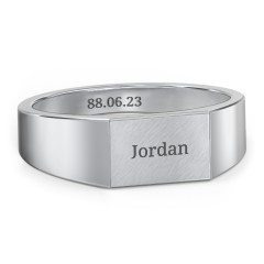 Men’s Engravable Brushed Top Signet Ring – Sterling Silver
