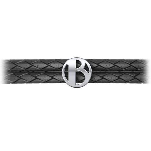 Men’s Leather Sterling Silver Round "B" Initial Bracelet – Sterling Silver