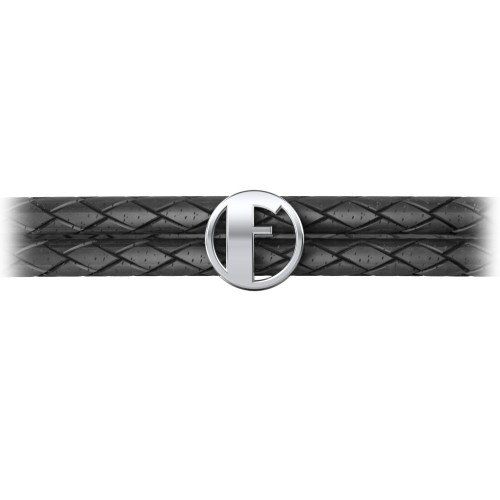Men’s Leather Sterling Silver Round "F" Initial Bracelet – Sterling Silver