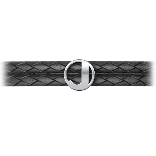 Men’s Leather Sterling Silver Round "J" Initial Bracelet