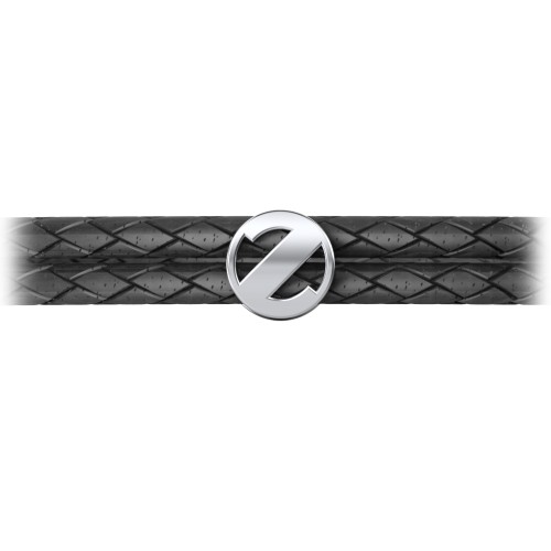 Men’s Leather Sterling Silver Round "Z" Initial Bracelet